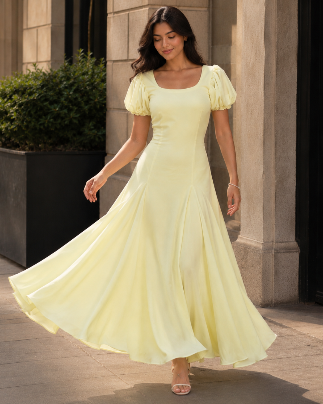 Vestido Comprido com Mangas Balão