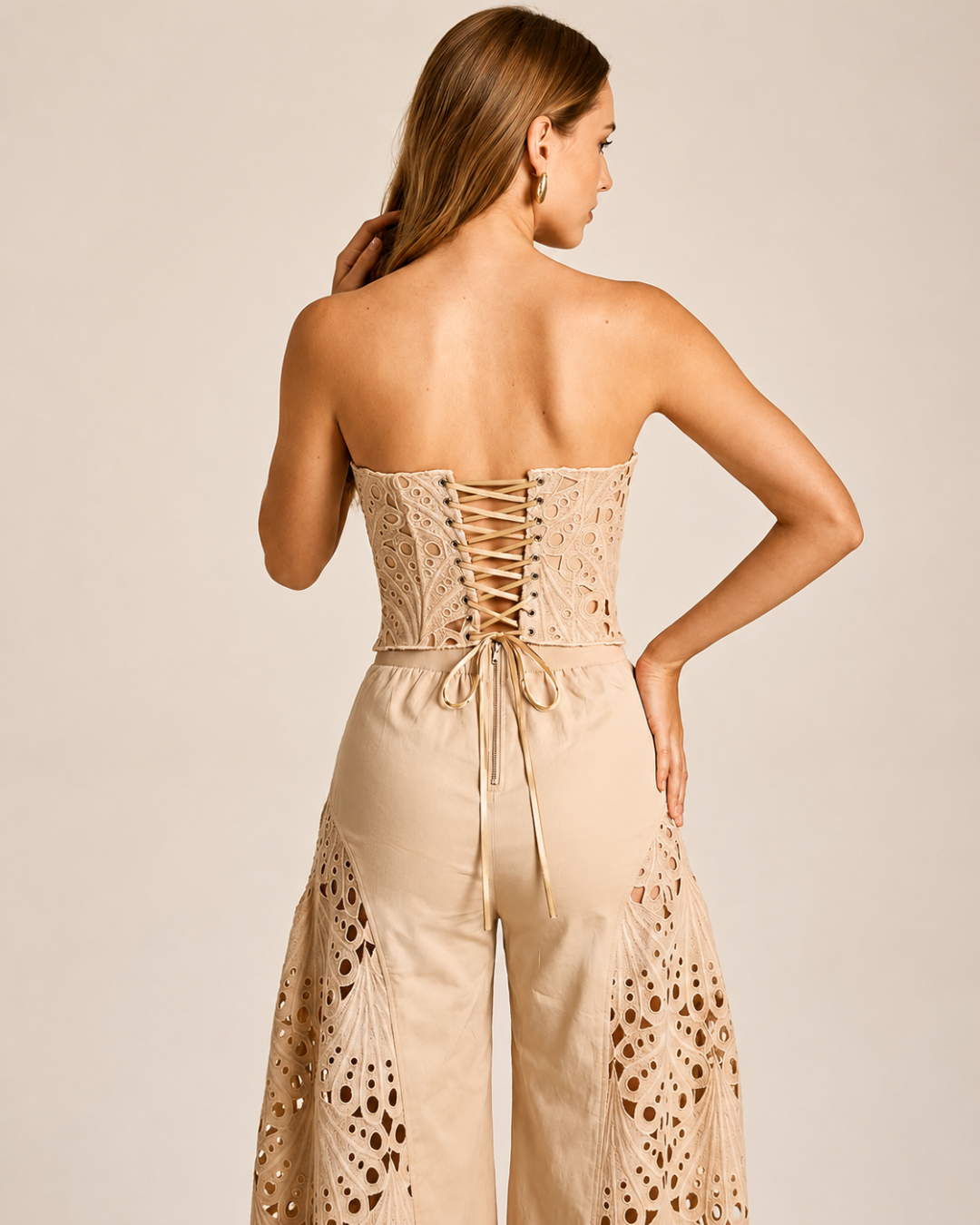 Conjunto Top Corset e Calças Palazzo
