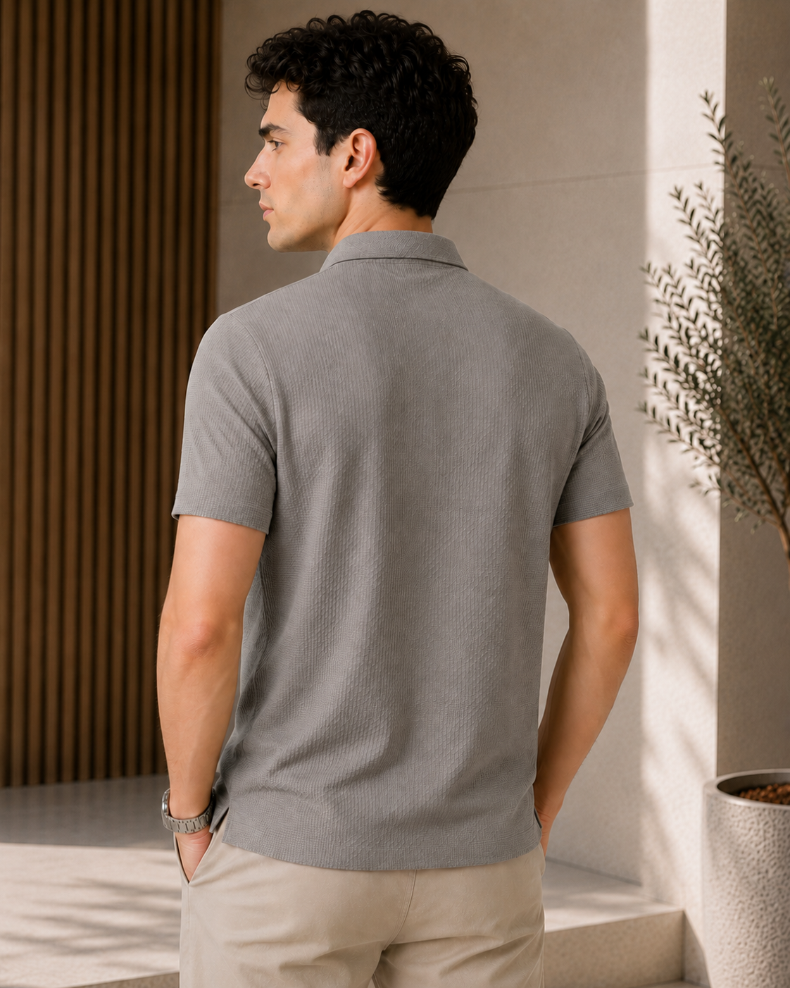 Camiseta polo casual respirável