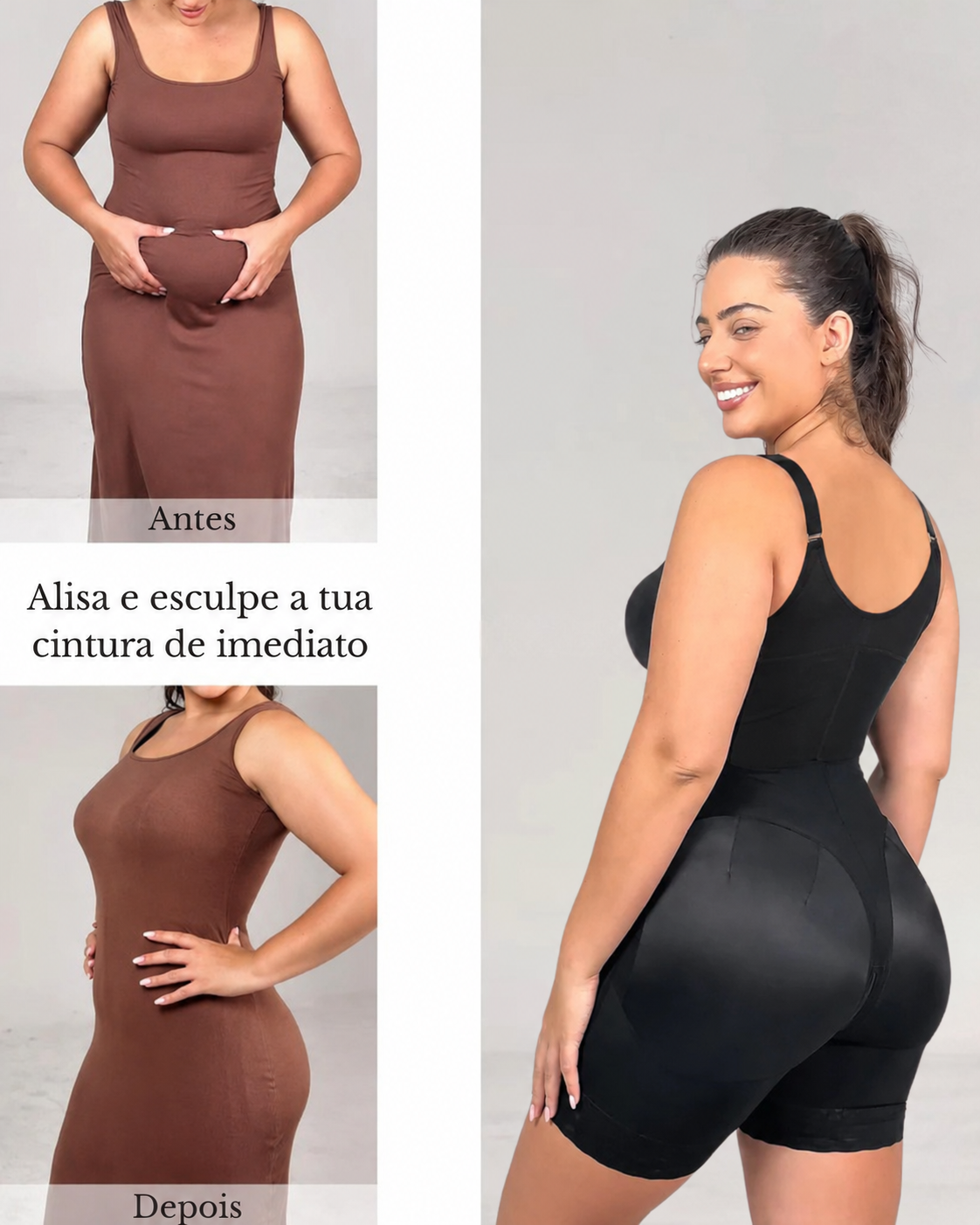 Cinta modeladora pós-parto com controlo de cintura e levanta-bumbum