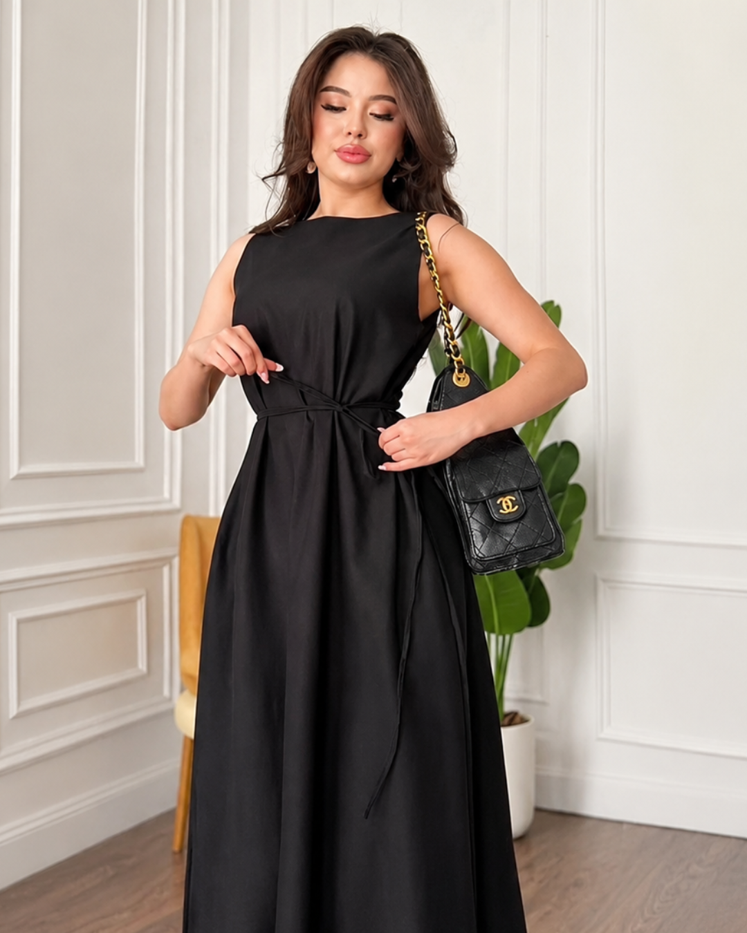 Vestido Comprido Evasé sem Mangas