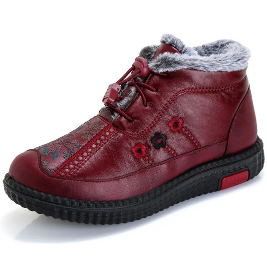 Botins de Couro Feitos à Mão Com Sola Antiderrapante para Mulher