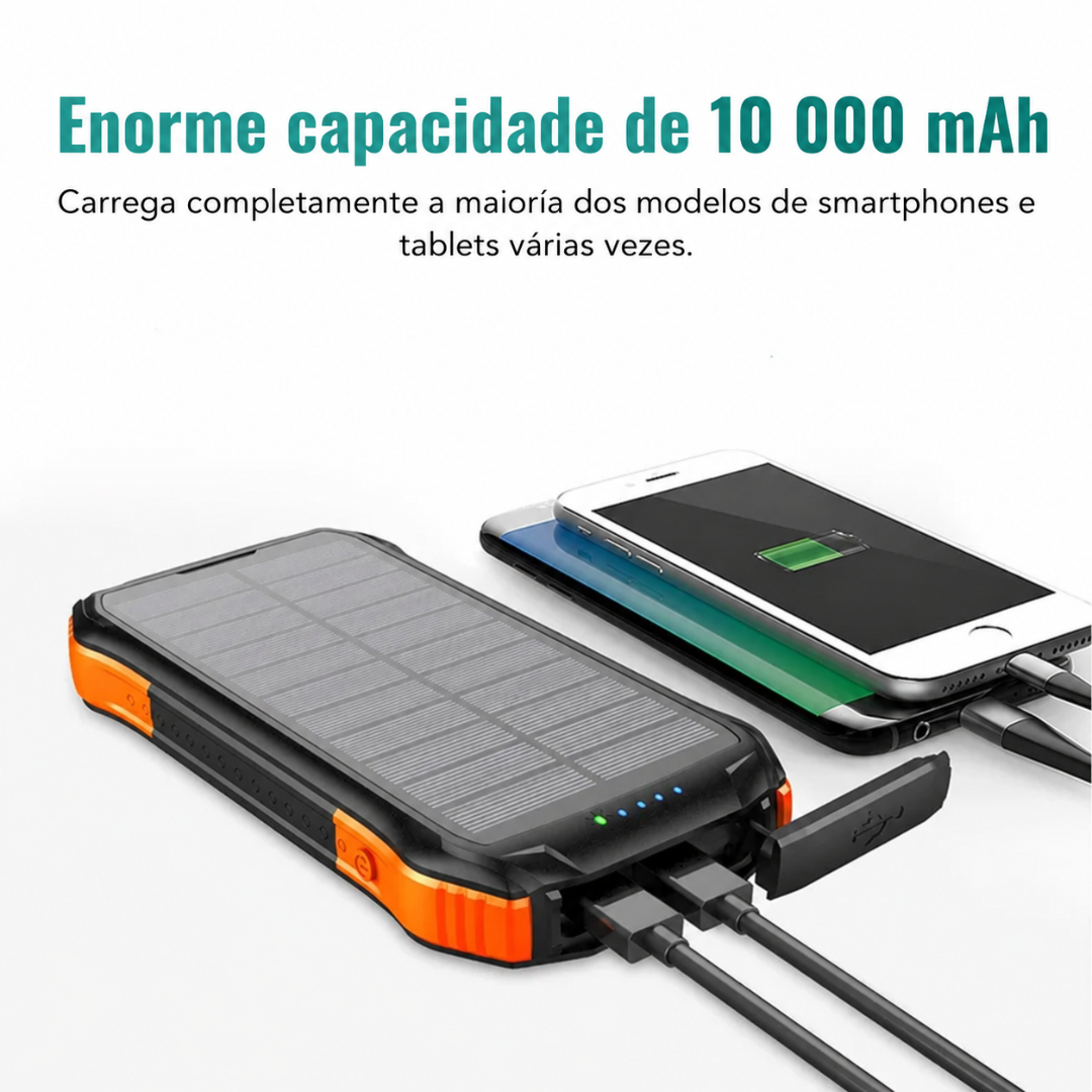 Power Bank Solar 10.000 mAh — energia extra para o teu telemóvel onde quer que estejas