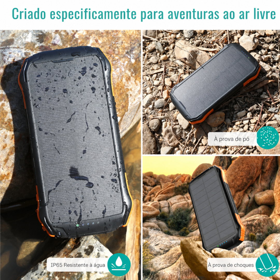 Power Bank Solar 10.000 mAh — energia extra para o teu telemóvel onde quer que estejas
