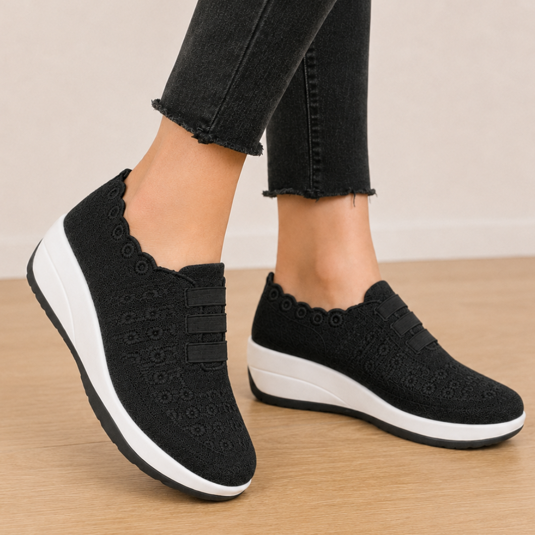 Sapatilhas Slip-on Bordadas e Elegantes com Ajuste Elástico