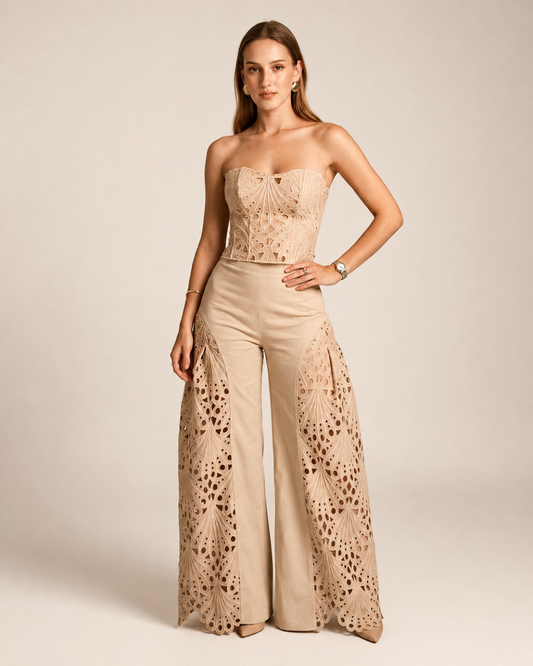 Conjunto Top Corset e Calças Palazzo