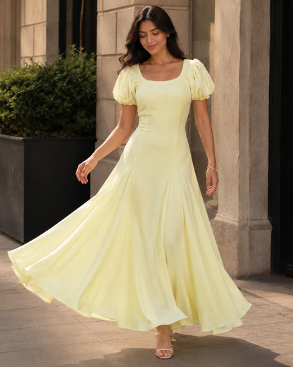 Vestido Comprido com Mangas Balão