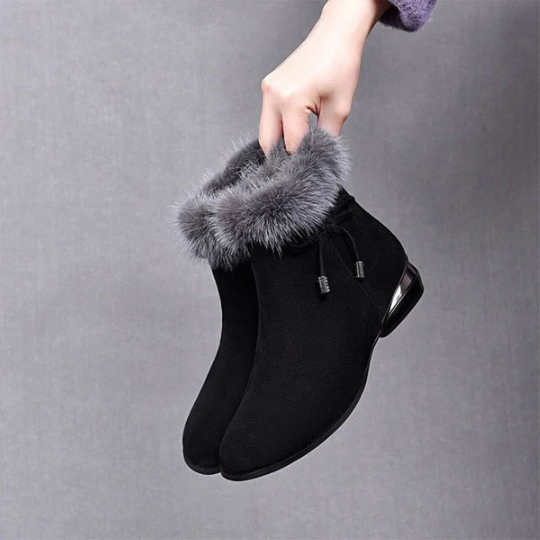 Botins de Veludo Felpudo com Sola Antiderrapante para Mulher