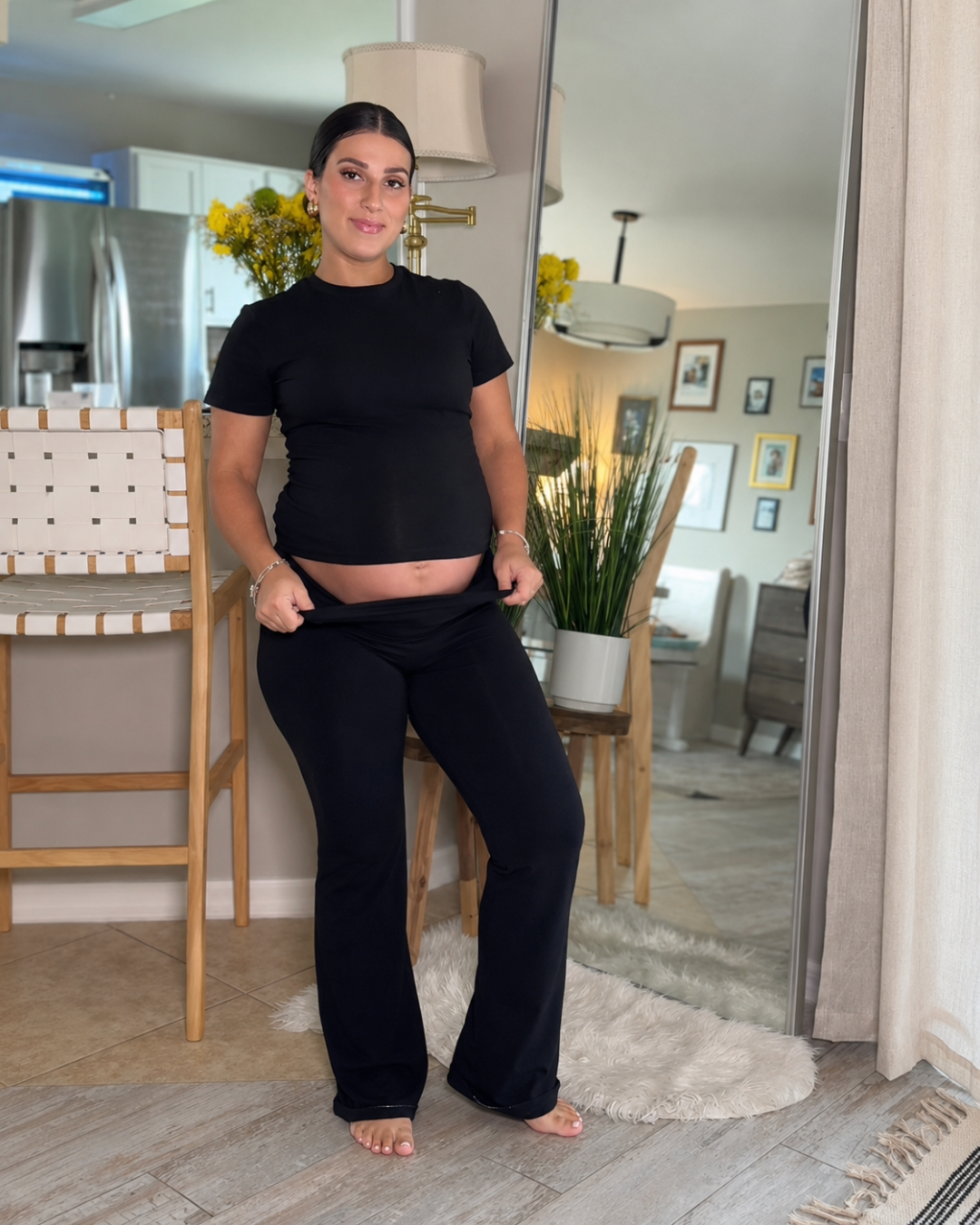 Conjunto Elástico de Duas Peças com Calças Flare