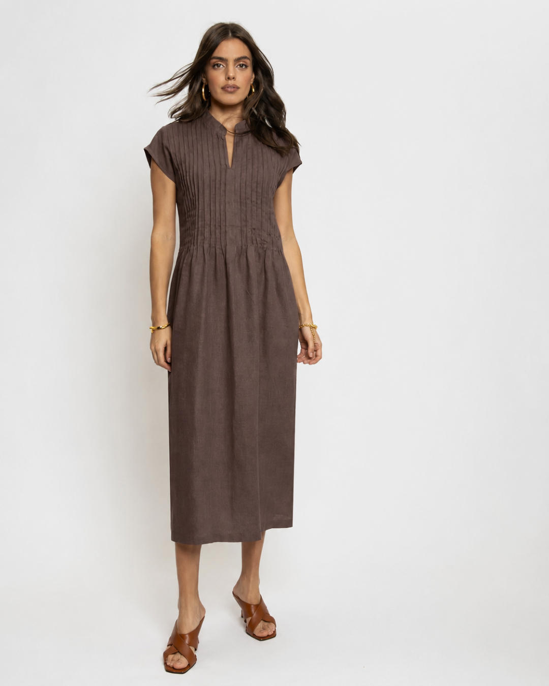 Vestido Midi Casual de Linho
