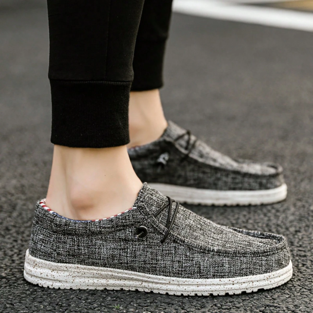 Mocassins Casuais de Tecido com Cordão Elástico