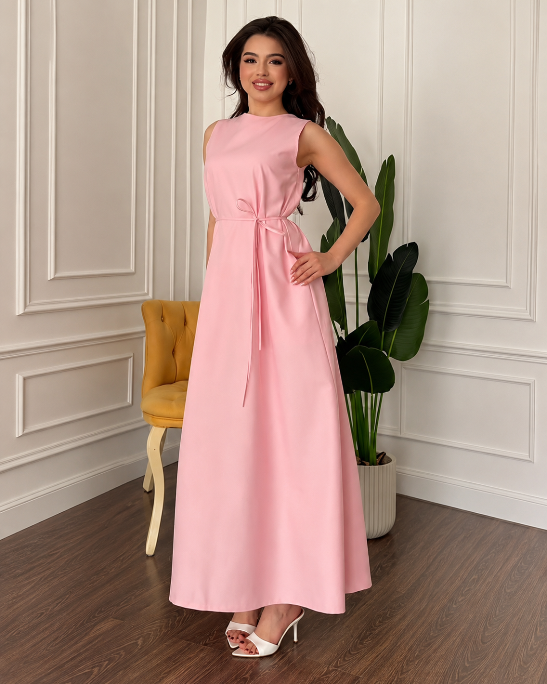 Vestido Comprido Evasé sem Mangas