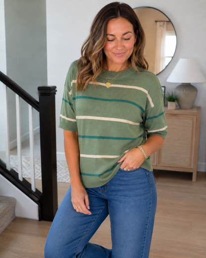 Blusa de Malha Oversize às Riscas