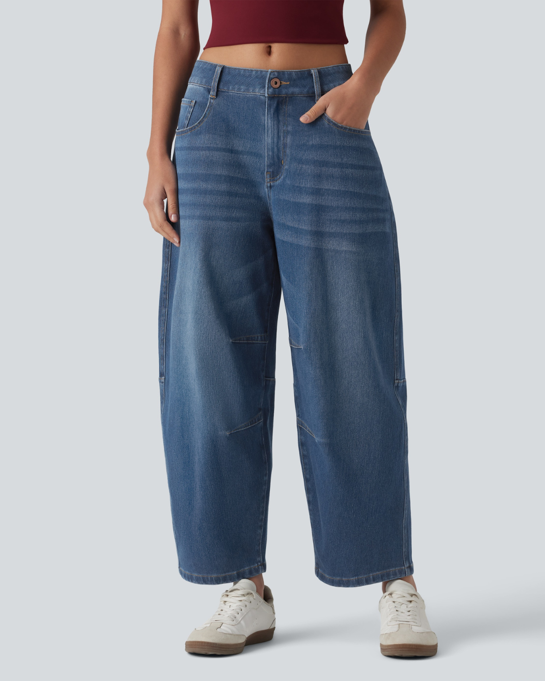 Jeans de Mulher com Corte Balão e Perna Ampla