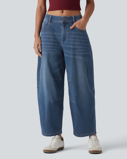 Jeans de Mulher com Corte Balão e Perna Ampla