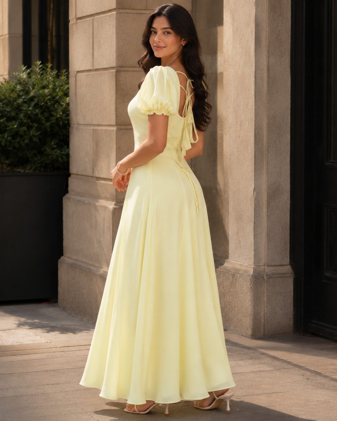Vestido Comprido com Mangas Balão