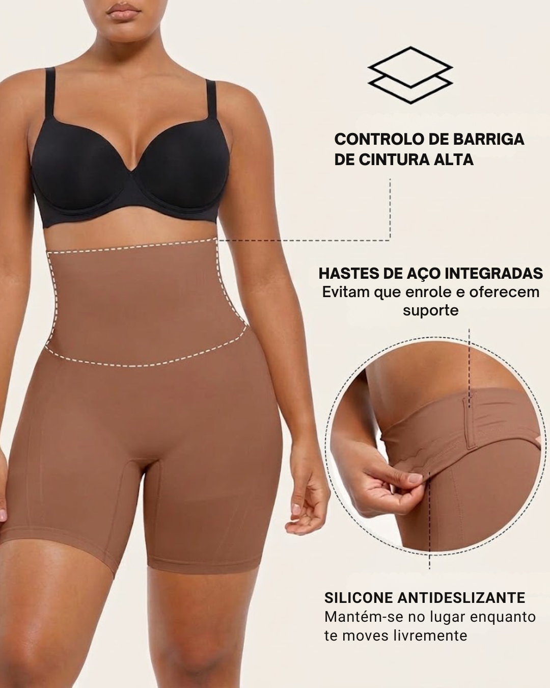 Short Modelador de Cintura Subida com Efeito Realçador