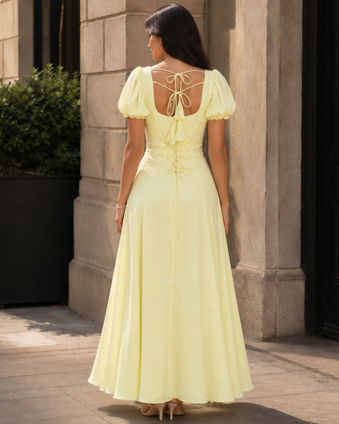 Vestido Comprido com Mangas Balão