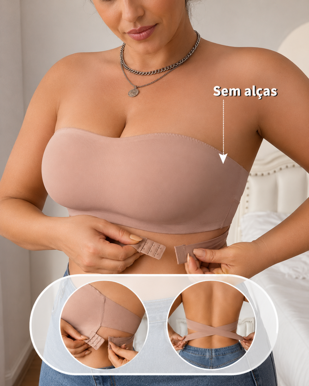 Soutien Bandeau sem Aros com Costas Cruzadas (EM PROMOÇÃO 2X1)