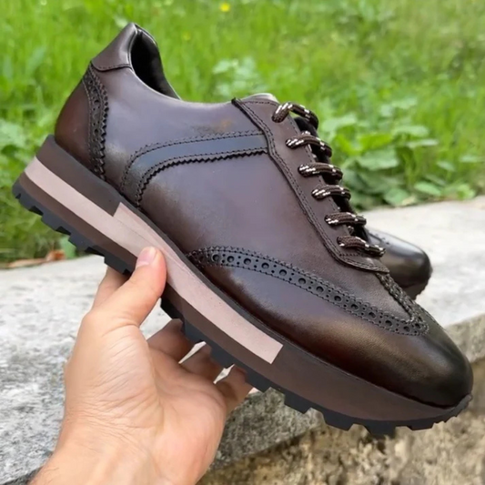 Sapatos Casuais Desportivos de Couro Genuíno Retro
