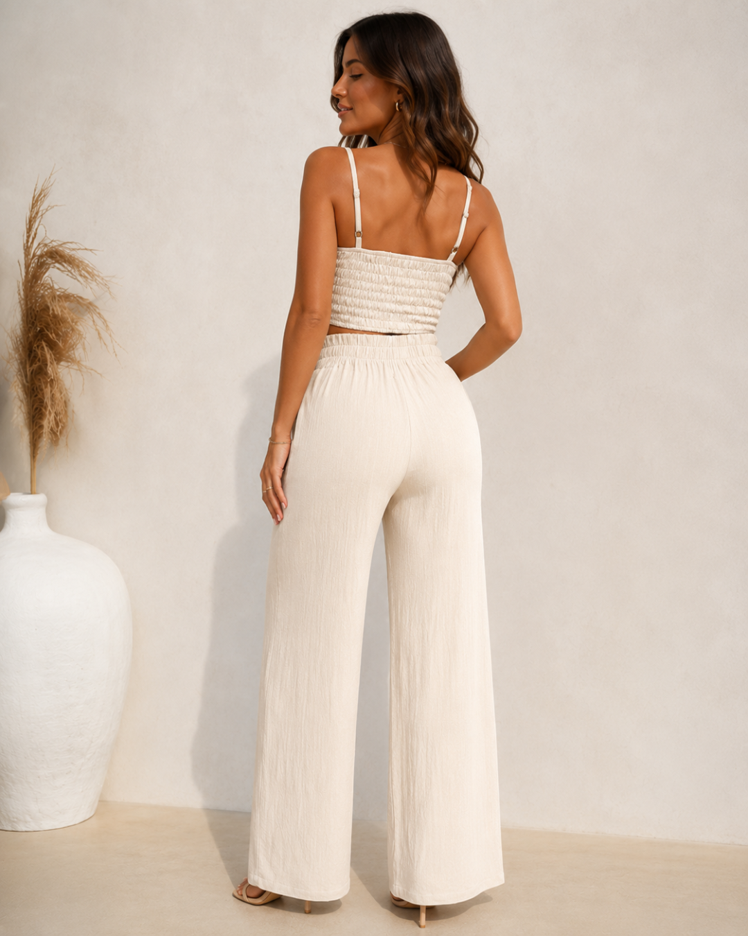 Conjunto de Duas Peças com Top e Calças Palazzo