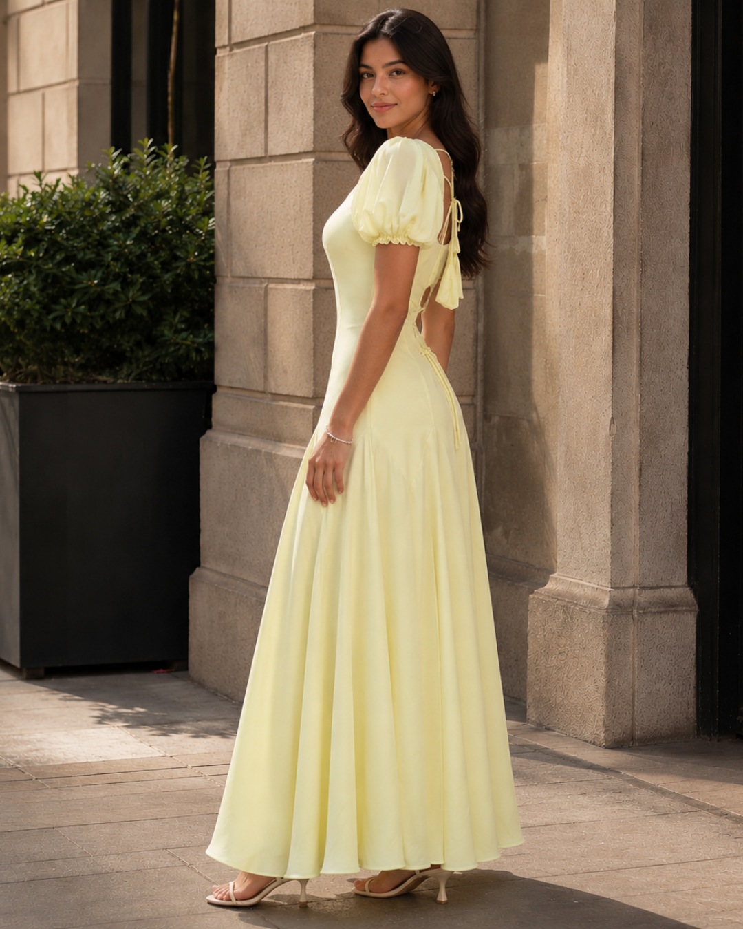 Vestido Comprido com Mangas Balão