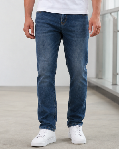 Calças de Ganga Slim Fit com Efeito Lavado