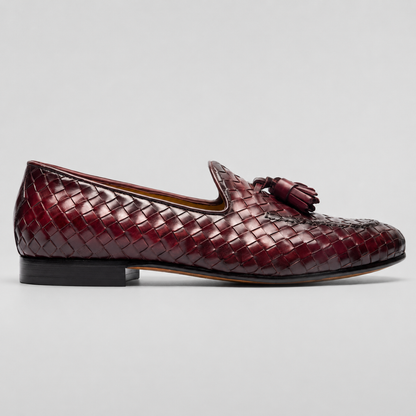 Mocassins elegantes em pele trançada