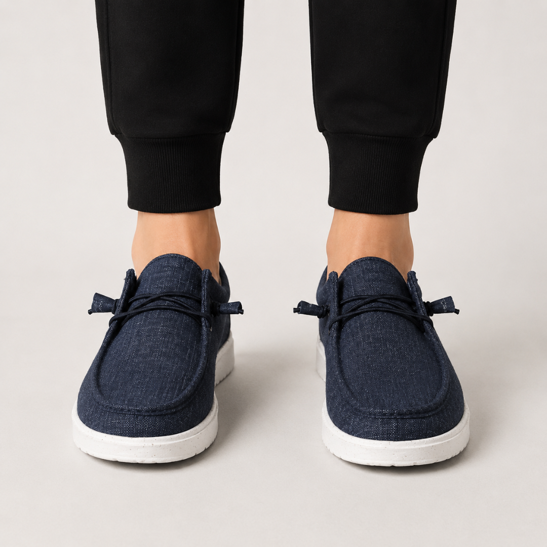 Mocassins Casuais de Tecido com Cordão Elástico