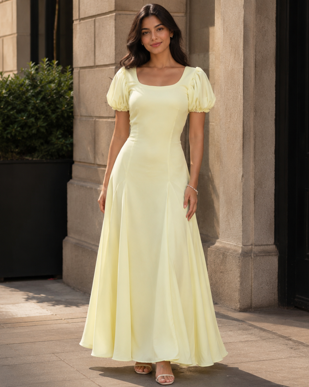 Vestido Comprido com Mangas Balão