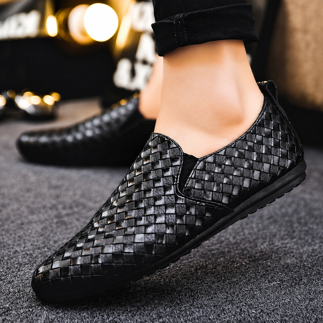 Mocassins com Textura Trançada