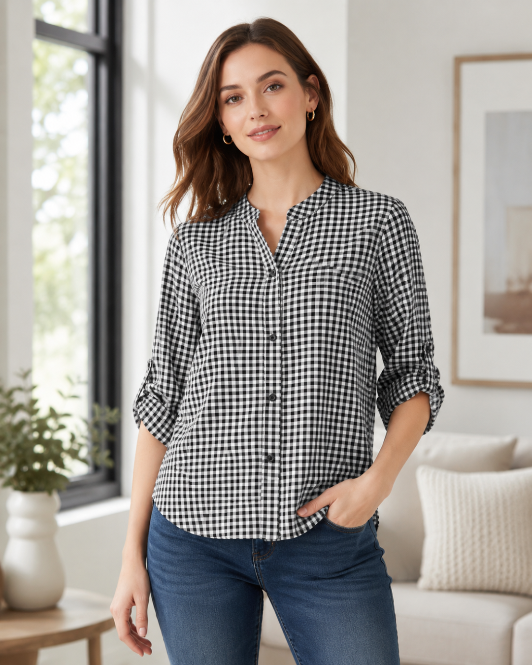 Blusa xadrez estilo Florença