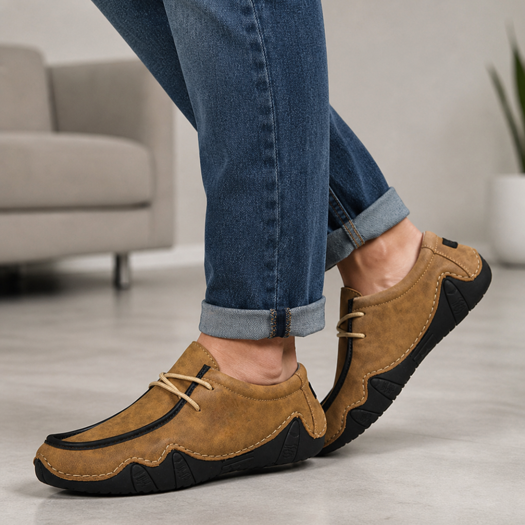 Mocassins flexíveis de couro