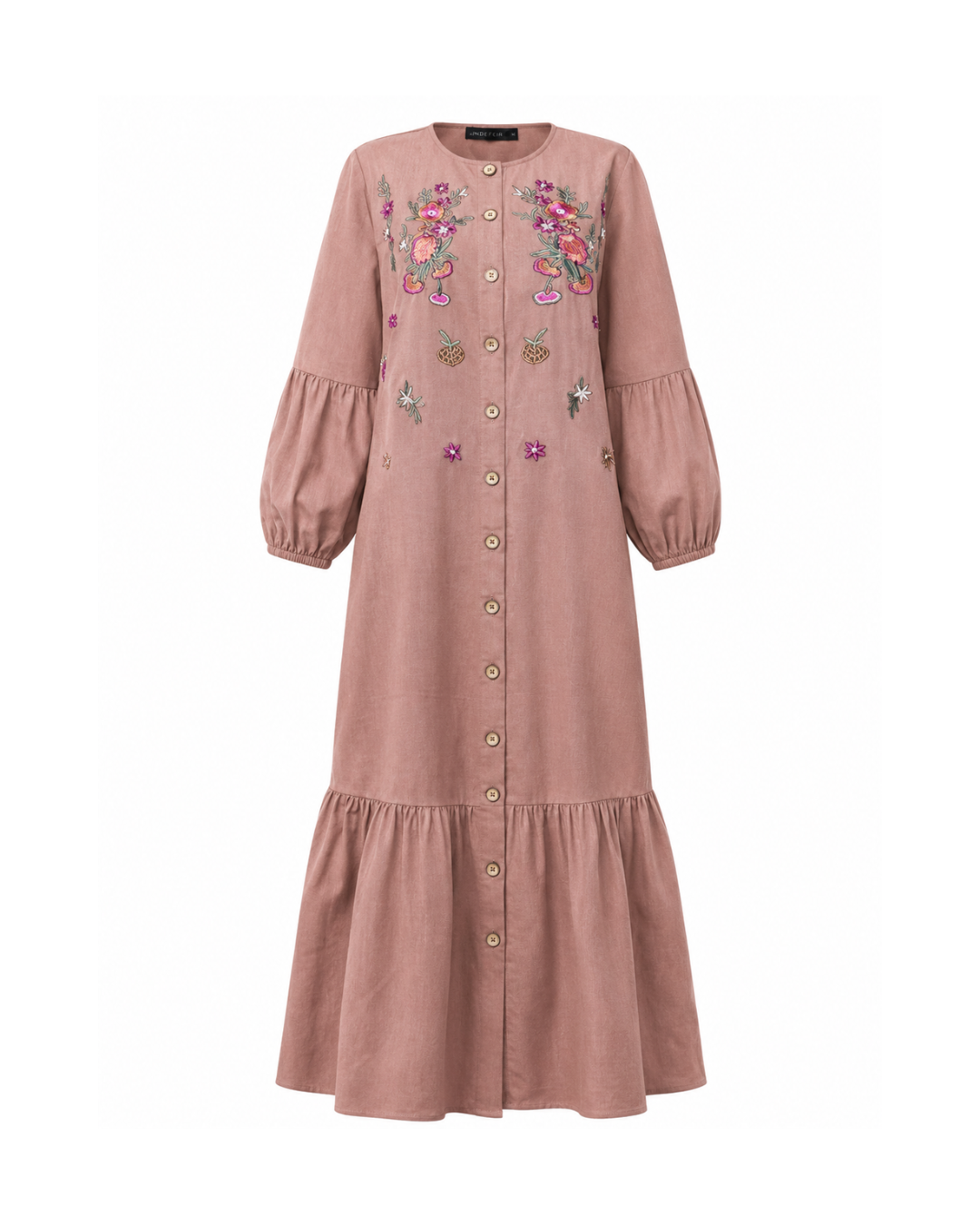 Vestido Bordado de Mangas Balão