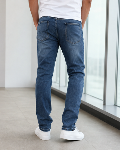 Calças de Ganga Slim Fit com Efeito Lavado