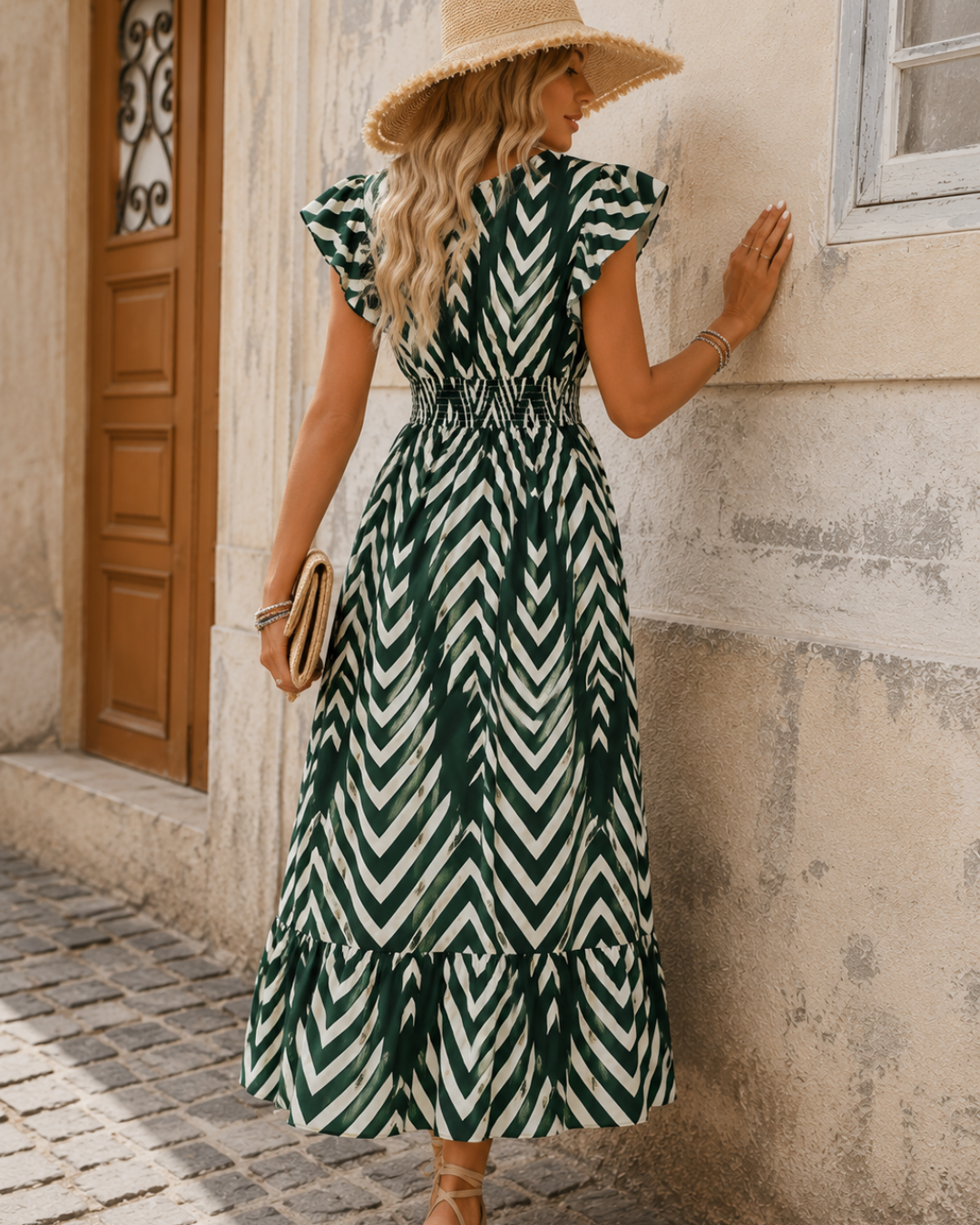 Vestido Maxi Estampado com Folhos
