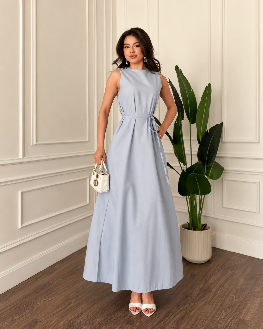 Vestido Comprido Evasé sem Mangas