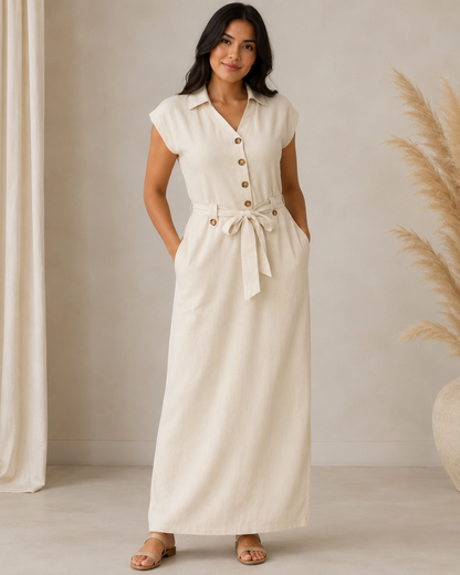 Vestido Comprido Camiseiro com Cinto