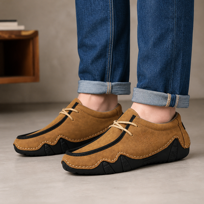 Mocassins flexíveis de couro