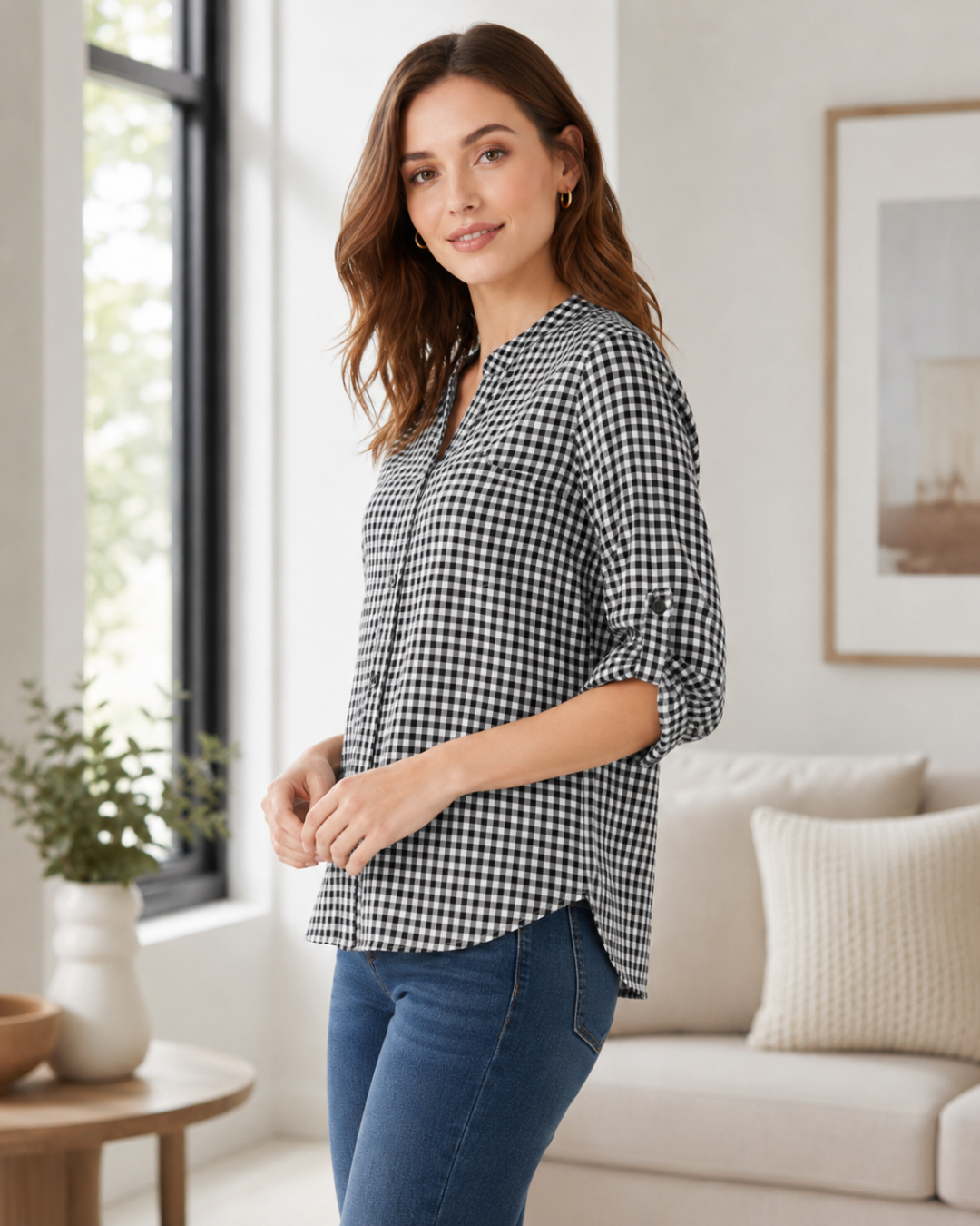 Blusa xadrez estilo Florença