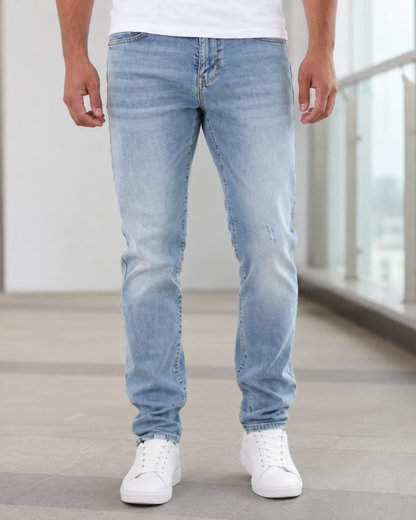 Calças de Ganga Slim Fit com Efeito Lavado