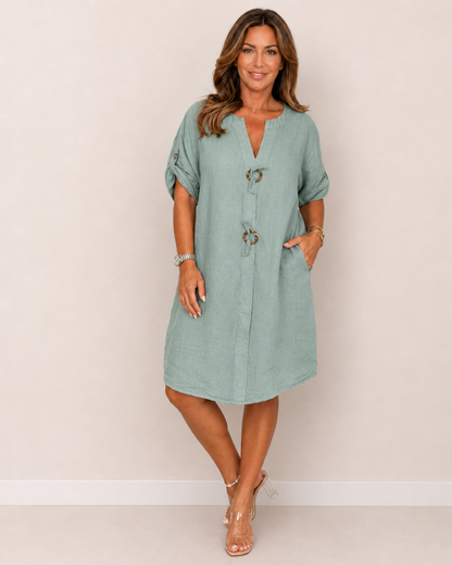 Vestido Midi de Linho Respirável