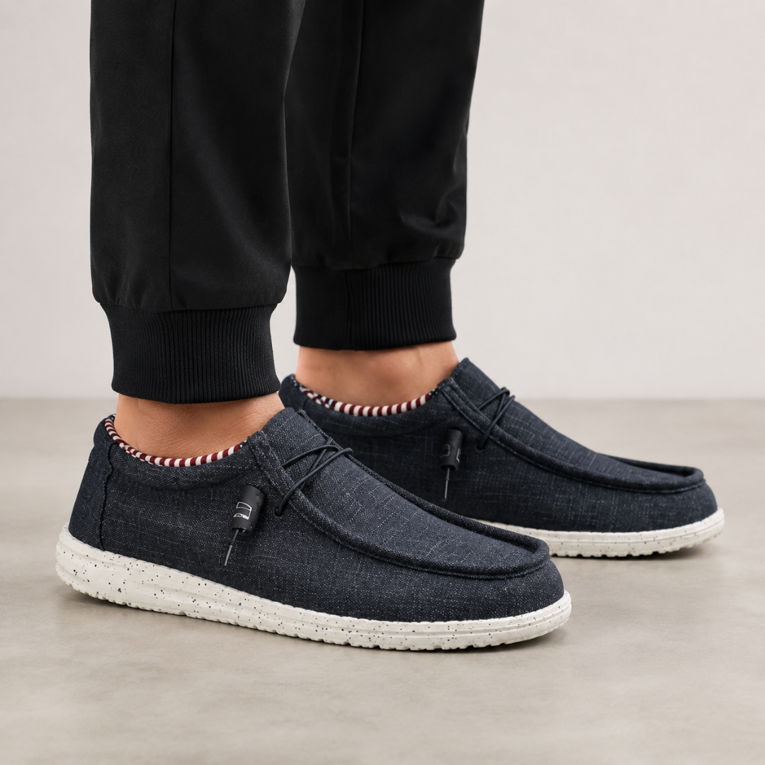 Mocassins Casuais de Tecido com Cordão Elástico