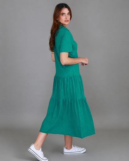 Vestido comprido com gola de camisa (Desconto na 2.ª unidade)
