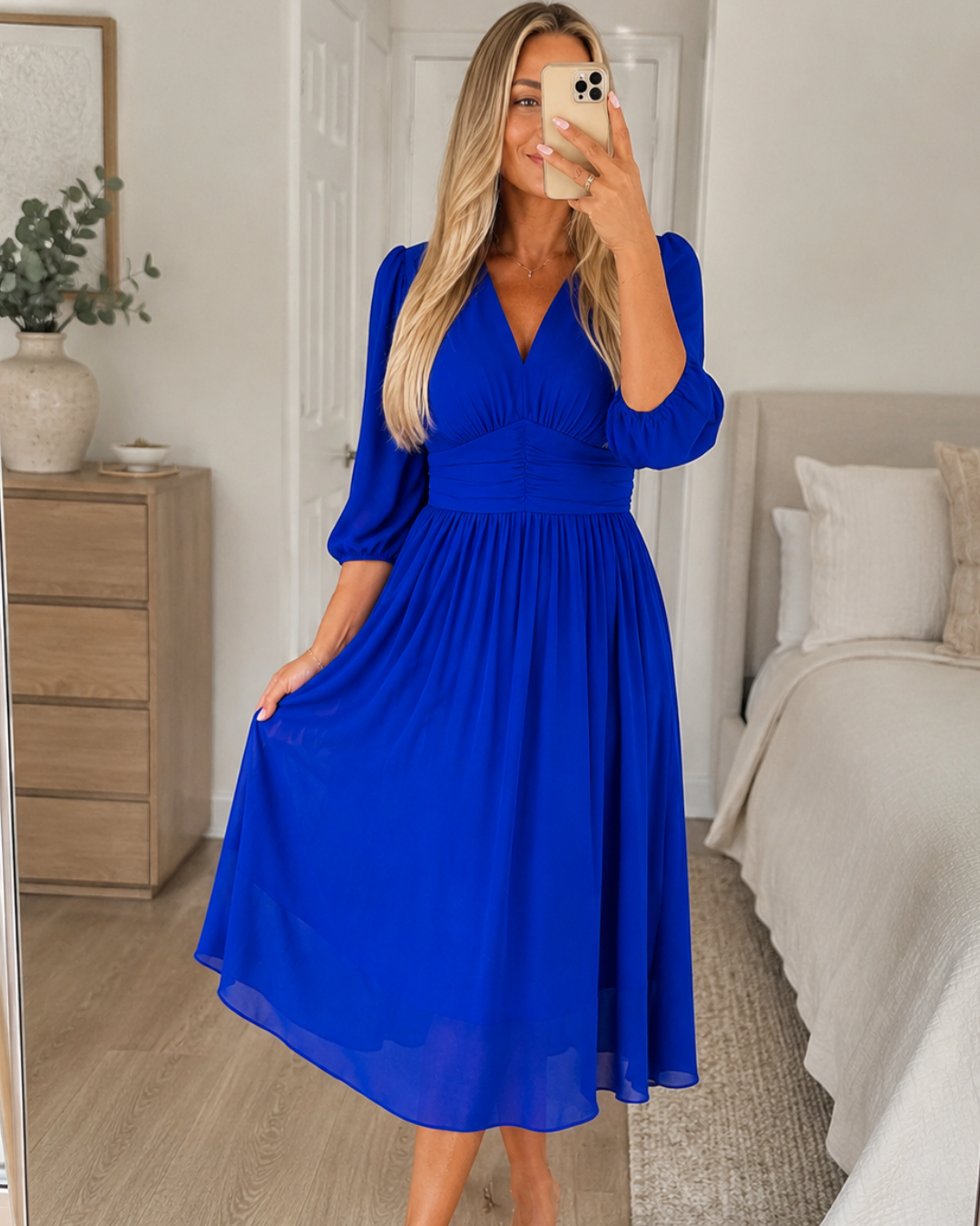 Vestido elegante com decote em V