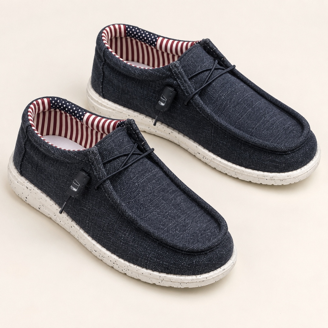 Mocassins Casuais de Tecido com Cordão Elástico