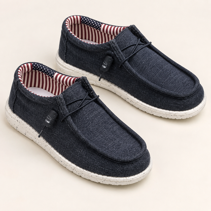 Mocassins Casuais de Tecido com Cordão Elástico