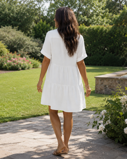 Vestido Camiseiro Curto com Botões Frontais