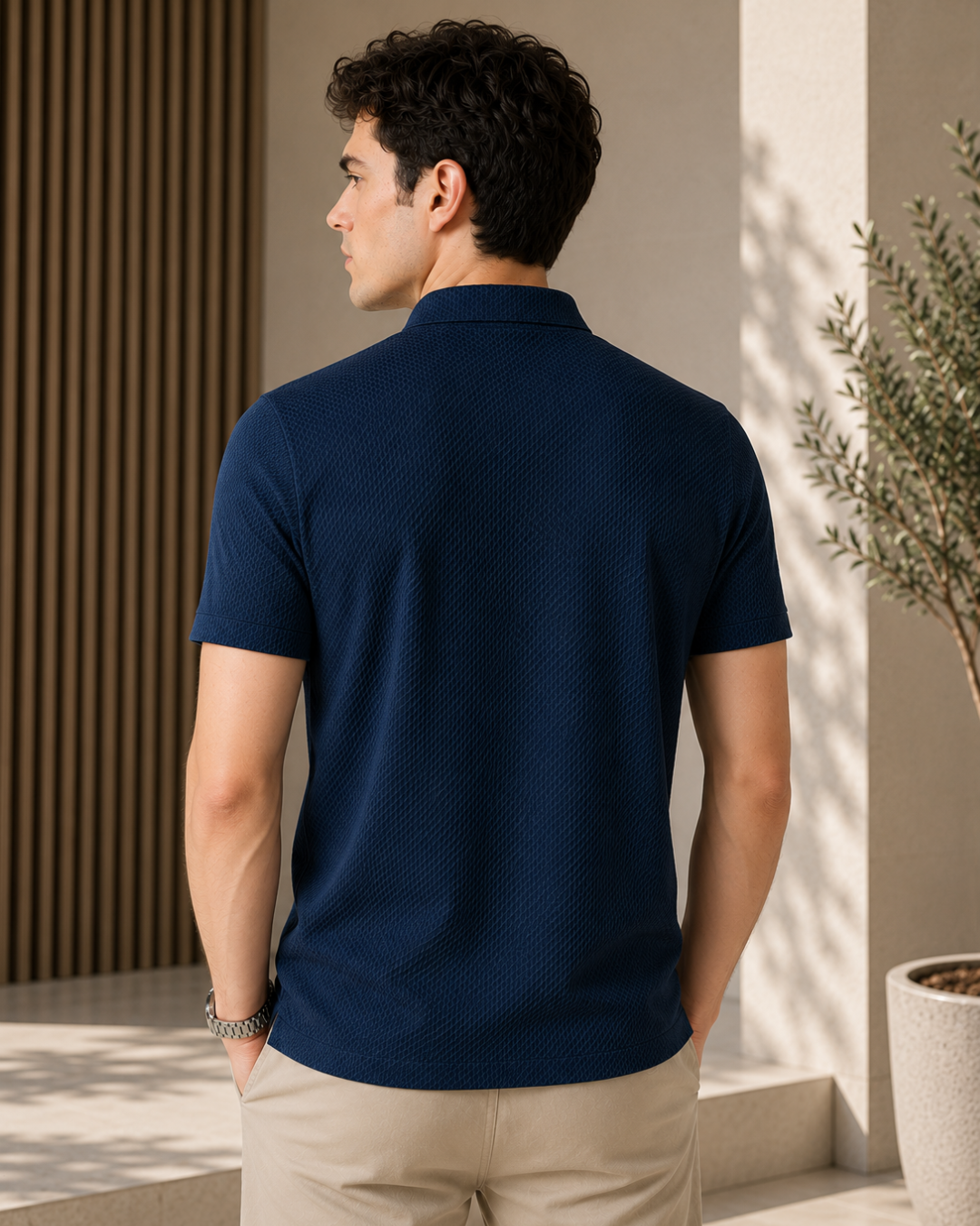 Camiseta polo casual respirável