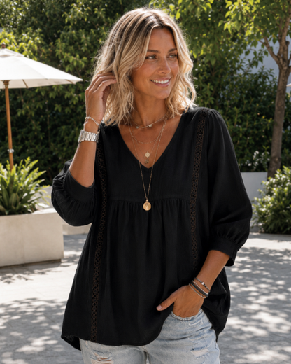 Blusa Boho com Decote em V